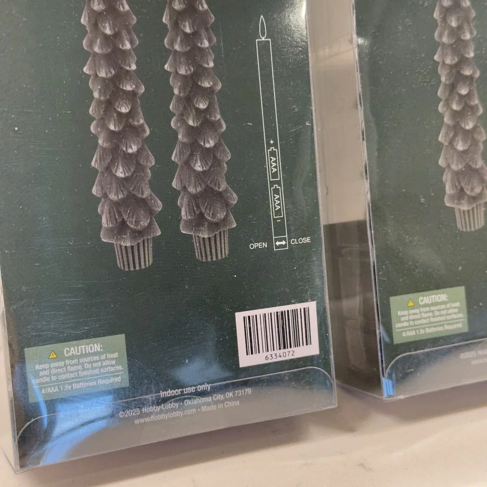 Hobby Lobby Christmas Tree LED Flameless Taper Candles Set of 4 Green 2026